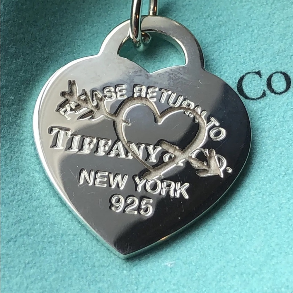 Tiffany & Co. Etched Heart & Arrow Tag Pendant + Necklace